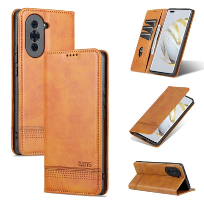 For Huawei nova 10 Pro AZNS Magnetic Calf Texture Flip Leather Phone Case(Light Brown) by AZNS