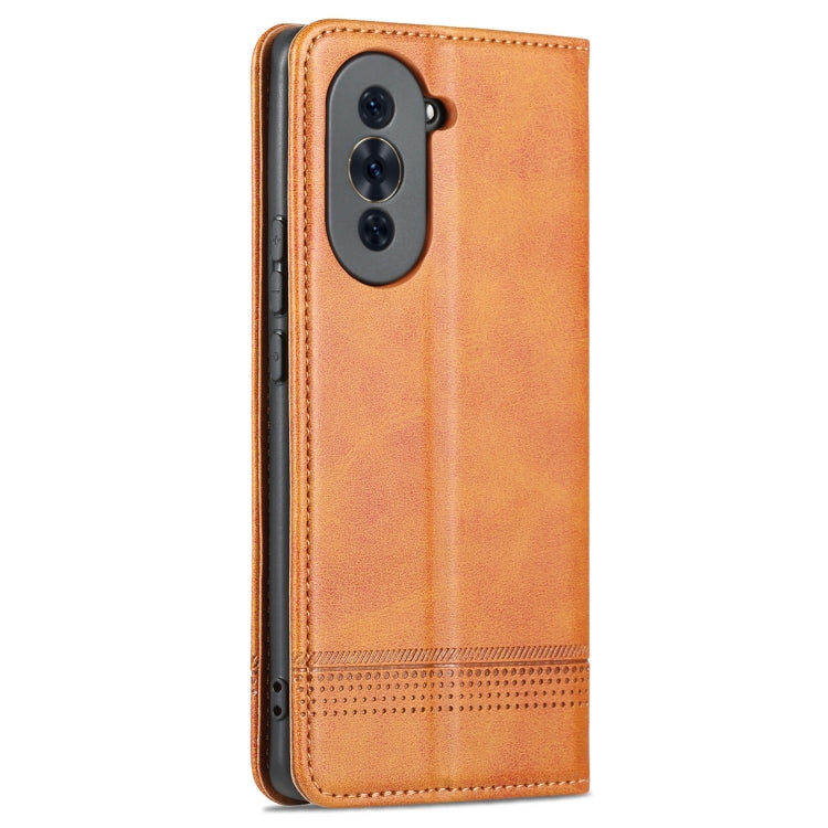 For Huawei nova 10 Pro AZNS Magnetic Calf Texture Flip Leather Phone Case(Light Brown) by AZNS