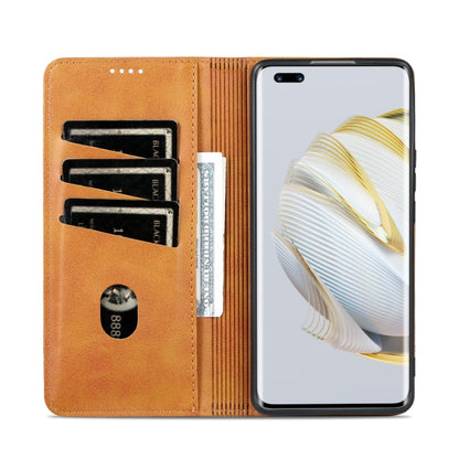 For Huawei nova 10 Pro AZNS Magnetic Calf Texture Flip Leather Phone Case(Light Brown) by AZNS