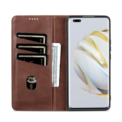 For Huawei nova 10 Pro AZNS Magnetic Calf Texture Flip Leather Phone Case(Dark Brown) by AZNS