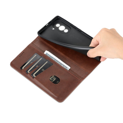 For Huawei nova 10 Pro AZNS Magnetic Calf Texture Flip Leather Phone Case(Dark Brown) by AZNS