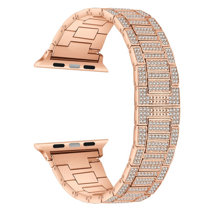 Diamond Metal Watch Band For Apple Watch Ultra 49mm&Watch Ultra 2 49mm / Series 9&8&7 45mm / SE 3&SE 2&6&SE&5&4 44mm / 3&2&1 42mm(Rose Gold) by bashfashion