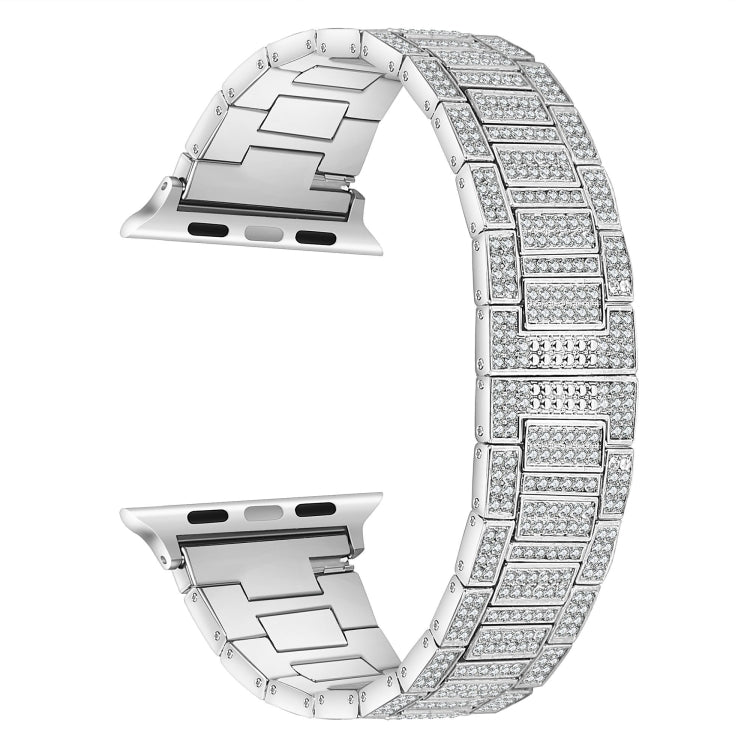 Diamond Metal Watch Band For Apple Watch Ultra 49mm&Watch Ultra 2 49mm / Series 9&8&7 45mm / SE 3&SE 2&6&SE&5&4 44mm / 3&2&1 42mm(Silver) by bashfashion