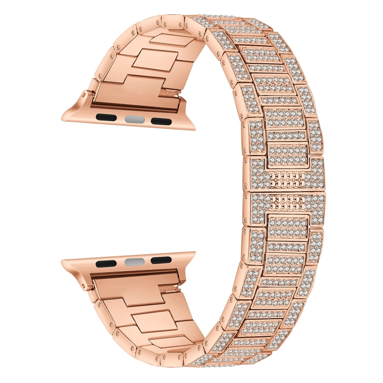 Diamond Metal Watch Band For Apple Watch Series 9&8&7 41mm / SE 3&SE 2&6&SE&5&4 40mm / 3&2&1 38mm(Rose Gold) by bashfashion