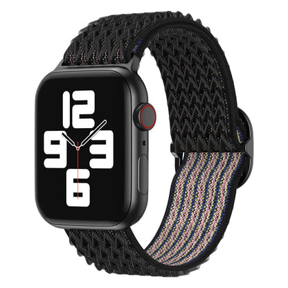 Wave Nylon Watch Band For Apple Watch Ultra 49mm&Watch Ultra 2 49mm / Series 9&8&7 45mm / SE 3&SE 2&6&SE&5&4 44mm / 3&2&1 42mm(Obsidian Black) by bashfashion