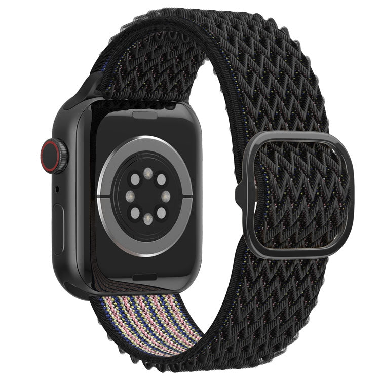 Wave Nylon Watch Band For Apple Watch Ultra 49mm&Watch Ultra 2 49mm / Series 9&8&7 45mm / SE 3&SE 2&6&SE&5&4 44mm / 3&2&1 42mm(Obsidian Black) by bashfashion
