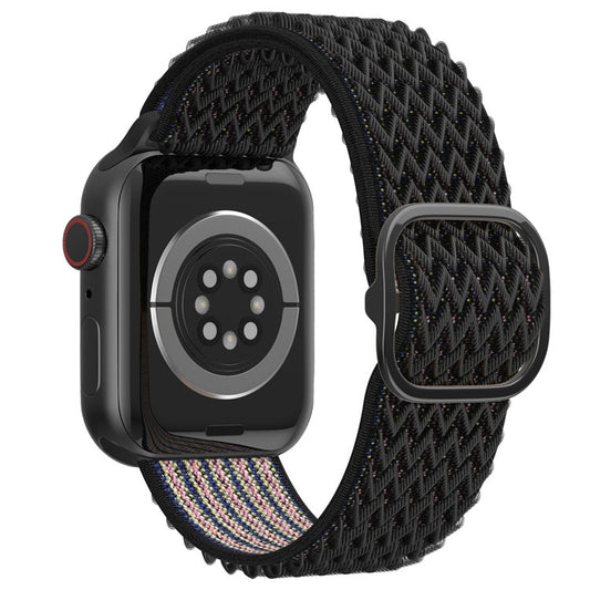 Wave Nylon Watch Band For Apple Watch Ultra 49mm&Watch Ultra 2 49mm / Series 9&8&7 45mm / SE 3&SE 2&6&SE&5&4 44mm / 3&2&1 42mm(Obsidian Black) by bashfashion