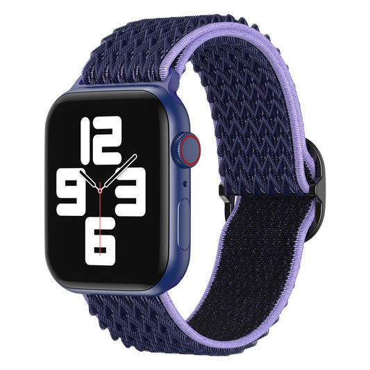 Wave Nylon Watch Band For Apple Watch Ultra 49mm&Watch Ultra 2 49mm / Series 9&8&7 45mm / SE 3&SE 2&6&SE&5&4 44mm / 3&2&1 42mm(Midnight Blue Black) by bashfashion