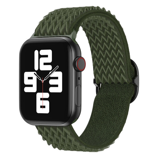 Wave Nylon Watch Band For Apple Watch Ultra 49mm&Watch Ultra 2 49mm / Series 9&8&7 45mm / SE 3&SE 2&6&SE&5&4 44mm / 3&2&1 42mm(Army Green) by bashfashion