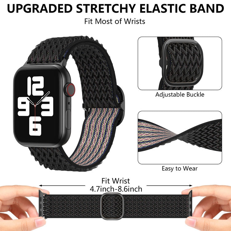 Wave Nylon Watch Band For Apple Watch Ultra 49mm&Watch Ultra 2 49mm / Series 9&8&7 45mm / SE 3&SE 2&6&SE&5&4 44mm / 3&2&1 42mm(Obsidian Black) by bashfashion