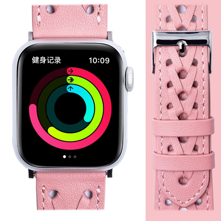 Genuine Leather Woven Watch Strap For Apple Watch Series 9&8&7 41mm / SE 3&SE 2&6&SE&5&4 40mm / 3&2&1 38mm(Pink) by bashfashion
