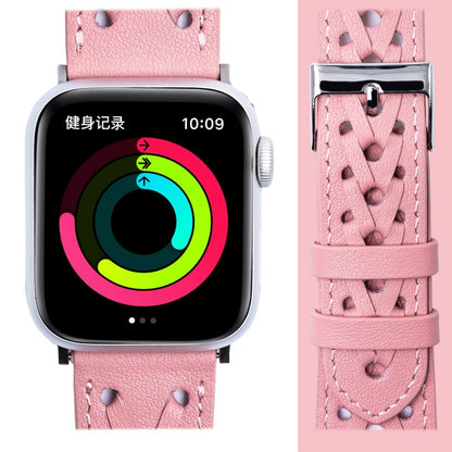 Genuine Leather Woven Watch Strap For Apple Watch Series 9&8&7 41mm / SE 3&SE 2&6&SE&5&4 40mm / 3&2&1 38mm(Pink) by bashfashion