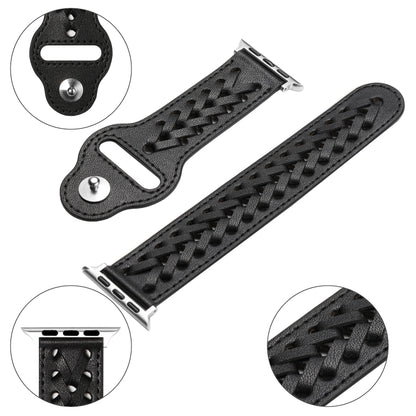 Woven Watch Strap For Apple Watch Ultra 49mm&Watch Ultra 2 49mm / Series 9&8&7 45mm / SE 3&SE 2&6&SE&5&4 44mm / 3&2&1 42mm(Black) by bashfashion