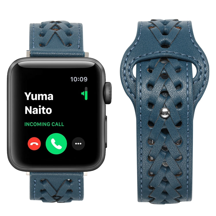 Woven Watch Strap For Apple Watch Ultra 49mm&Watch Ultra 2 49mm / Series 9&8&7 45mm / SE 3&SE 2&6&SE&5&4 44mm / 3&2&1 42mm(Blue) by bashfashion