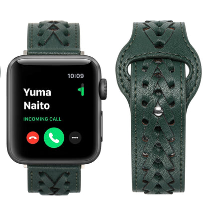 Woven Watch Strap For Apple Watch Ultra 49mm&Watch Ultra 2 49mm / Series 9&8&7 45mm / SE 3&SE 2&6&SE&5&4 44mm / 3&2&1 42mm(Green) by bashfashion