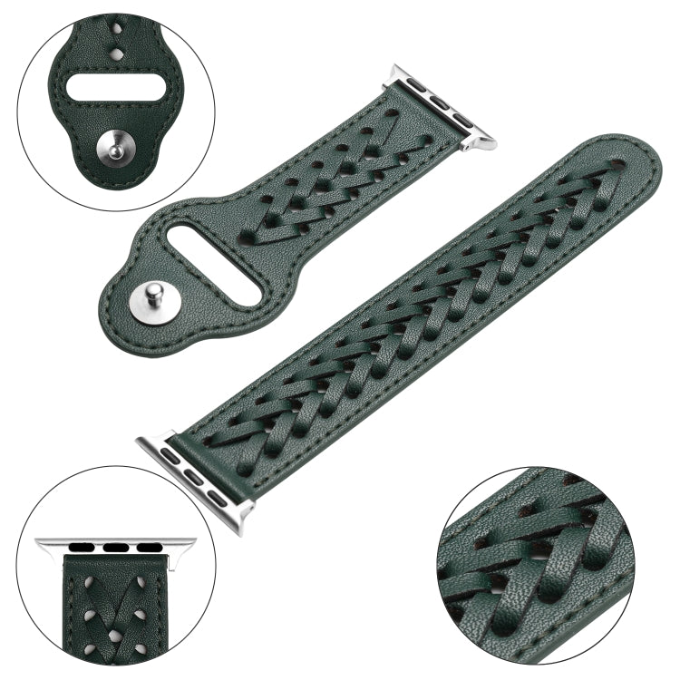 Woven Watch Strap For Apple Watch Ultra 49mm&Watch Ultra 2 49mm / Series 9&8&7 45mm / SE 3&SE 2&6&SE&5&4 44mm / 3&2&1 42mm(Green) by bashfashion