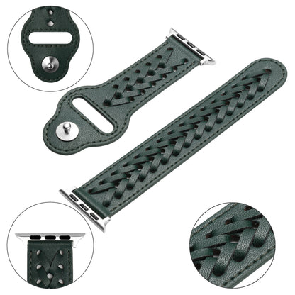 Woven Watch Strap For Apple Watch Ultra 49mm&Watch Ultra 2 49mm / Series 9&8&7 45mm / SE 3&SE 2&6&SE&5&4 44mm / 3&2&1 42mm(Green) by bashfashion