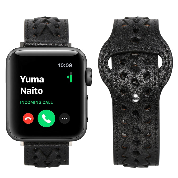 Woven Watch Strap For Apple Watch Series 9&8&7 41mm / SE 3&SE 2&6&SE&5&4 40mm / 3&2&1 38mm(Black) by bashfashion