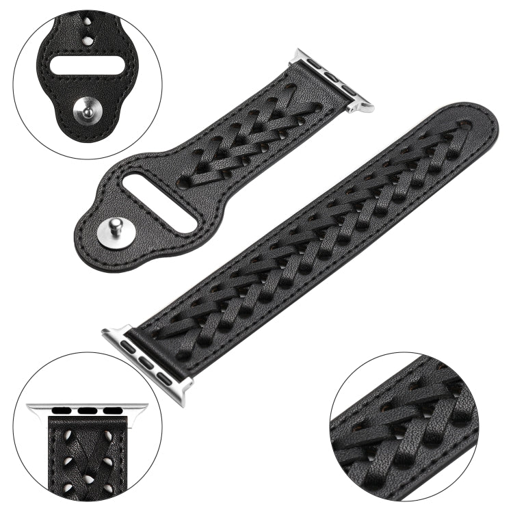Woven Watch Strap For Apple Watch Series 9&8&7 41mm / SE 3&SE 2&6&SE&5&4 40mm / 3&2&1 38mm(Black) by bashfashion