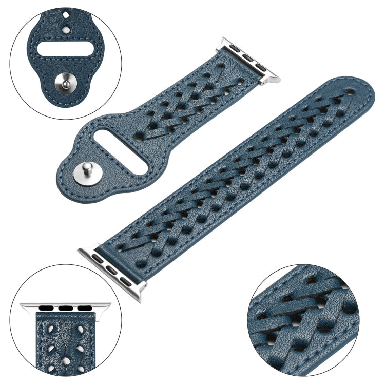 Woven Watch Strap For Apple Watch Series 9&8&7 41mm / SE 3&SE 2&6&SE&5&4 40mm / 3&2&1 38mm(Blue) by bashfashion