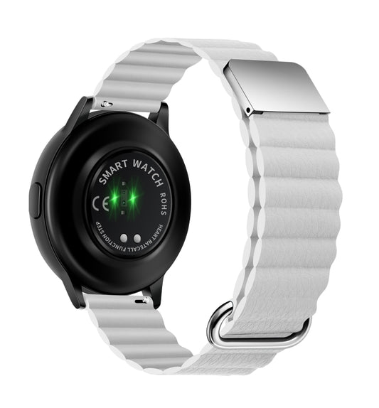 For Samsung Galaxy Watch3 41mm 20mm Magnetic Buckle Leather Watch Band(White) by bashfashion