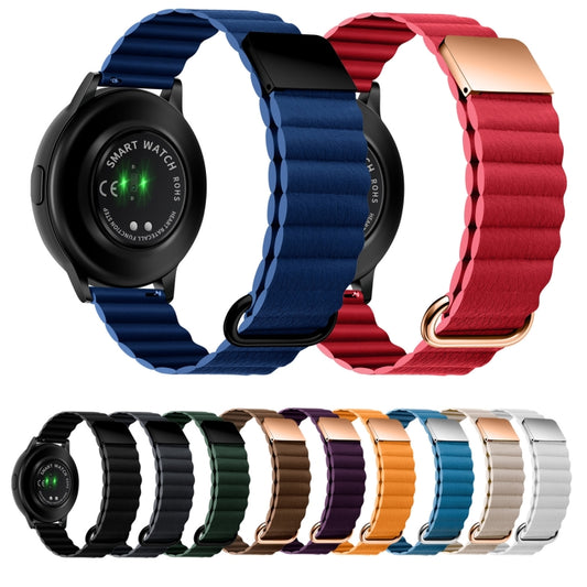 For Samsung Galaxy Watch3 41mm 22mm Magnetic Buckle Leather Watch Band(Midnight Blue) by bashfashion