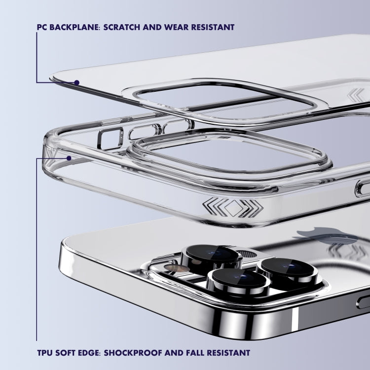 For iPhone 14 iPAKY Shockproof PC + TPU Protective Phone Case (Transparent Black) by iPAKY