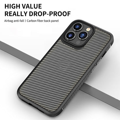 For iPhone 14 Pro Max iPAKY Carbon Fiber Texture Shockproof PC + TPU Protective Phone Case (Black) by iPAKY