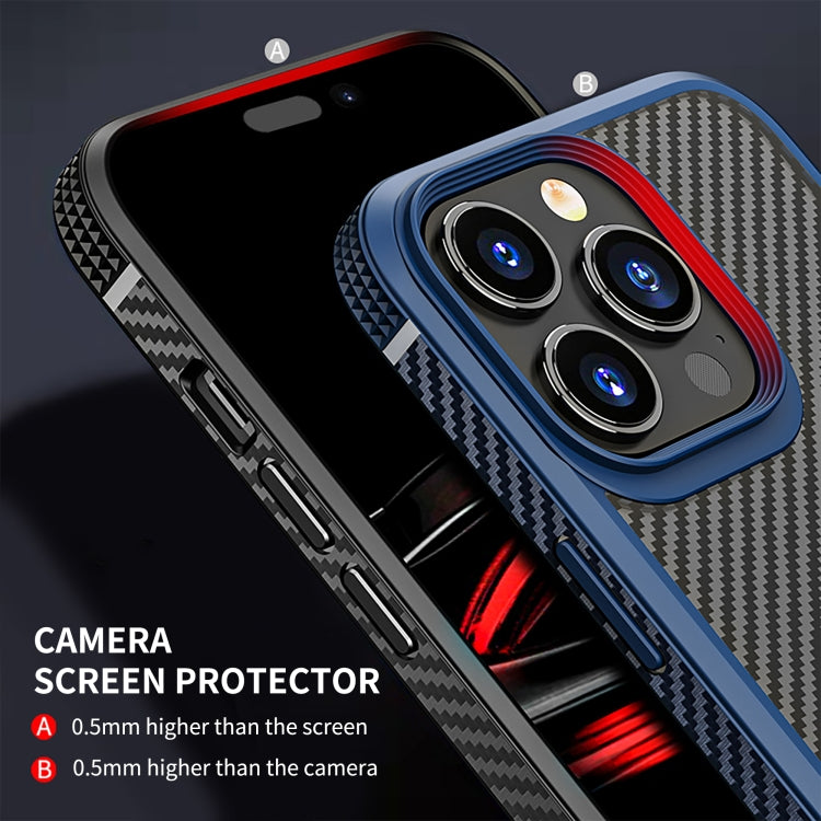 For iPhone 14 Pro Max iPAKY Carbon Fiber Texture Shockproof PC + TPU Protective Phone Case (Black) by iPAKY