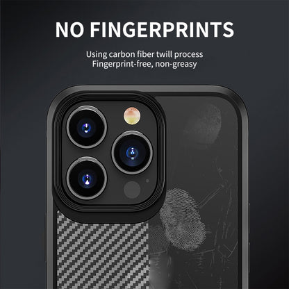 For iPhone 14 Pro Max iPAKY Carbon Fiber Texture Shockproof PC + TPU Protective Phone Case (Black) by iPAKY