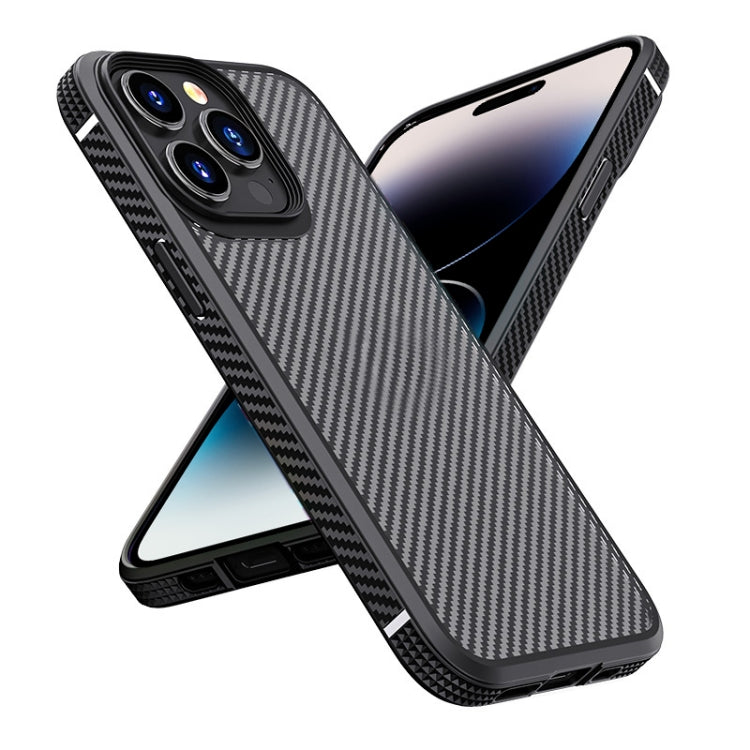 For iPhone 14 Pro iPAKY Carbon Fiber Texture Shockproof PC + TPU Protective Phone Case(Black) by iPAKY