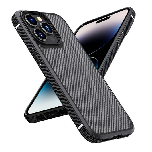 For iPhone 14 Pro iPAKY Carbon Fiber Texture Shockproof PC + TPU Protective Phone Case(Black) by iPAKY