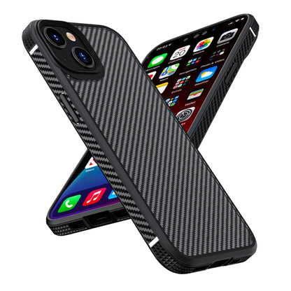 For iPhone 14 iPAKY Carbon Fiber Texture Shockproof PC + TPU Protective Phone Case (Black) by iPAKY