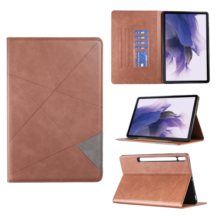 For Samsung Galaxy Tab S8 / Tab S7+ / Tab S7 FE Prismatic Leather Tablet Case(Brown) by bashfashion