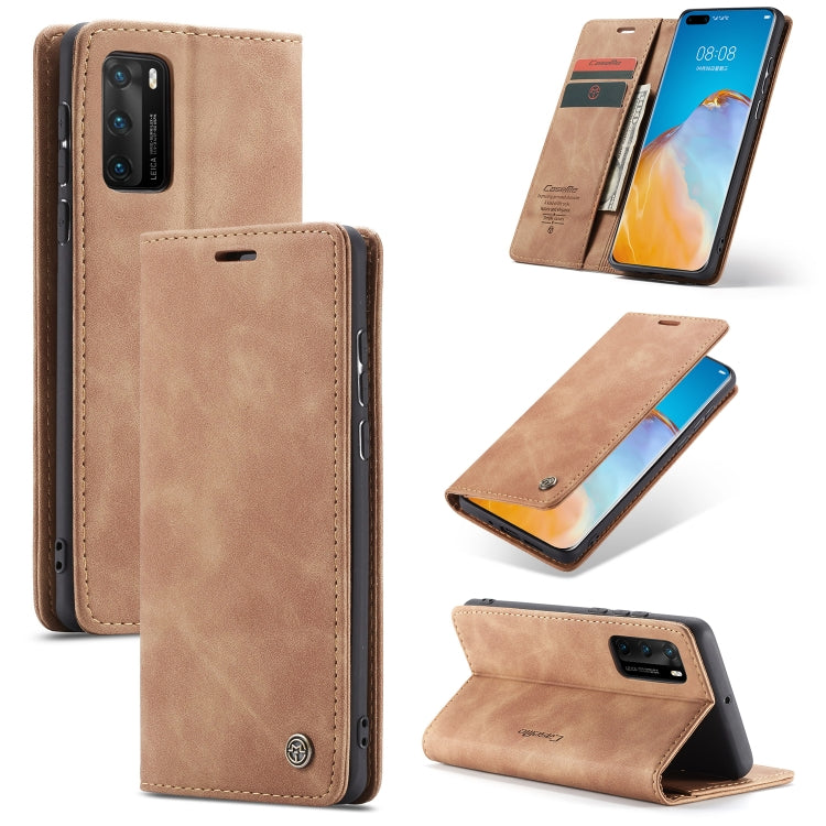 For Huawei P40 CaseMe-013 Multifunctional Horizontal Flip Leather Case with Card Slot & Holder & Wallet(Brown) by CaseMe
