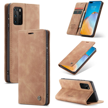 For Huawei P40 CaseMe-013 Multifunctional Horizontal Flip Leather Case with Card Slot & Holder & Wallet(Brown) by CaseMe