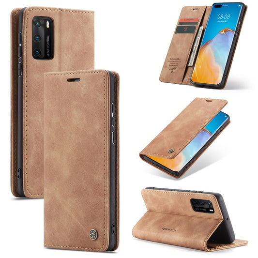 For Huawei P40 CaseMe-013 Multifunctional Horizontal Flip Leather Case with Card Slot & Holder & Wallet(Brown) by CaseMe