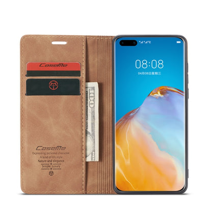 For Huawei P40 CaseMe-013 Multifunctional Horizontal Flip Leather Case with Card Slot & Holder & Wallet(Brown) by CaseMe