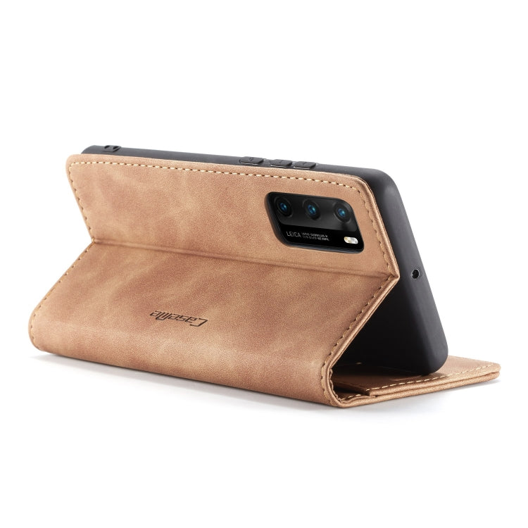 For Huawei P40 CaseMe-013 Multifunctional Horizontal Flip Leather Case with Card Slot & Holder & Wallet(Brown) by CaseMe