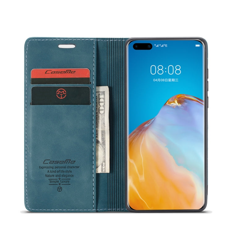 For Huawei P40 Pro CaseMe-013 Multifunctional Horizontal Flip Leather Case with Card Slot & Holder & Wallet(Blue) by CaseMe