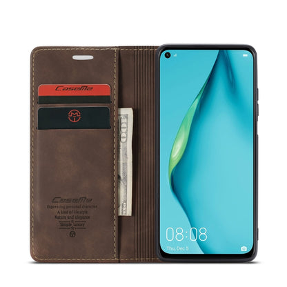 For Huawei P40 Lite CaseMe-013 Multifunctional Horizontal Flip Leather Case with Card Slot & Holder & Wallet(Coffee) by CaseMe