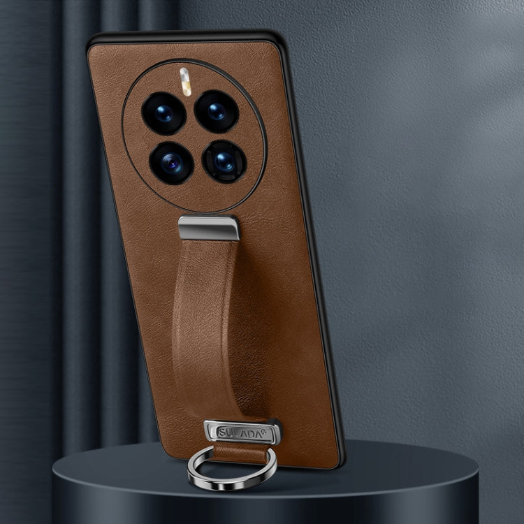 For Huawei Mate 50 SULADA Cool Series PC + Leather Texture Skin Feel Shockproof Phone Case(Brown) by SULADA