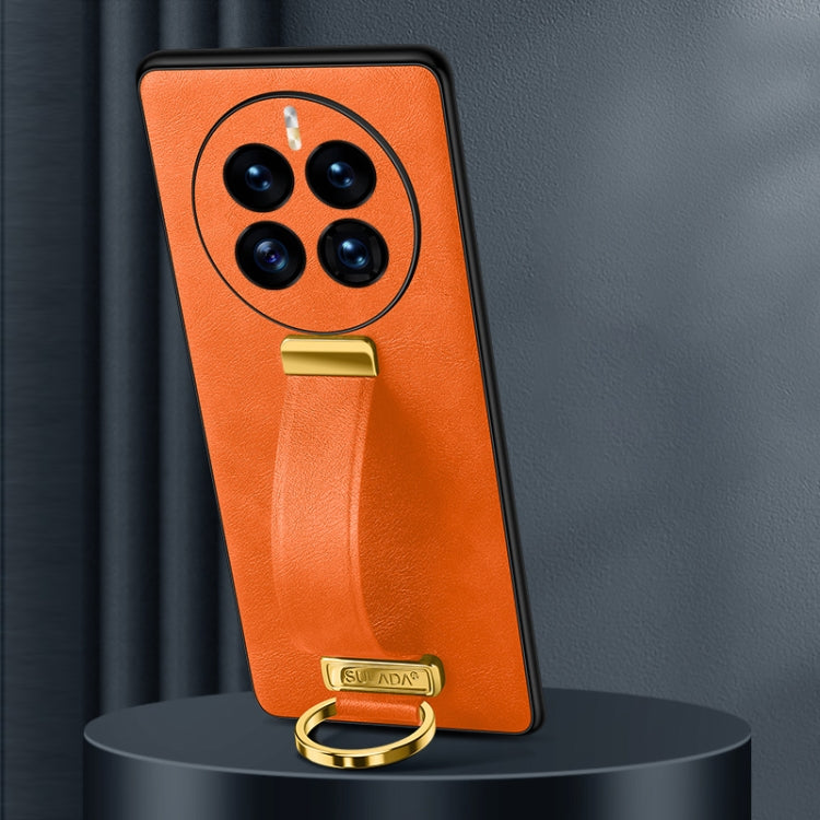 For Huawei Mate 50 SULADA Cool Series PC + Leather Texture Skin Feel Shockproof Phone Case(Orange) by SULADA