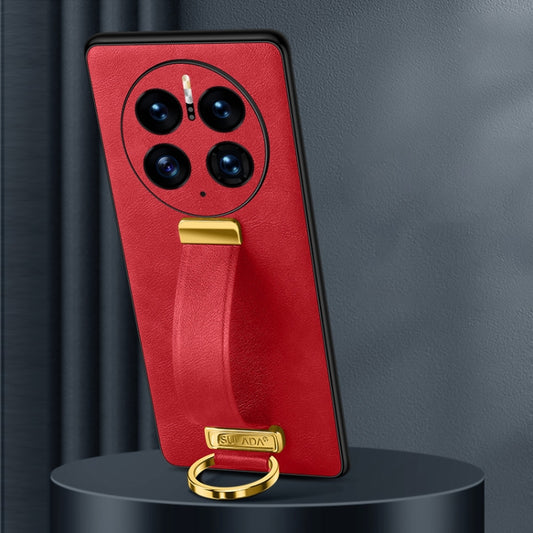 For Huawei Mate 50 Pro SULADA Cool Series PC + Leather Texture Skin Feel Shockproof Phone Case(Red) by SULADA
