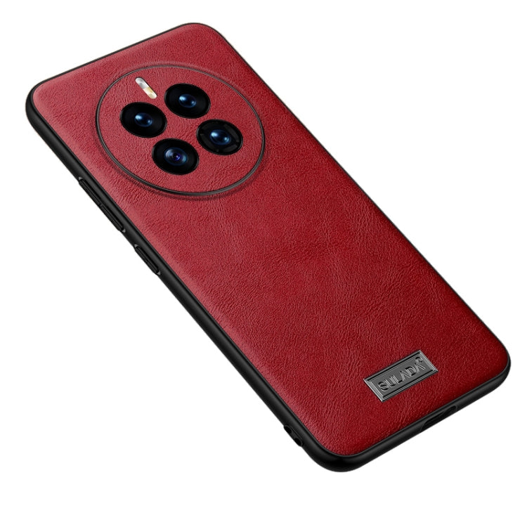 For Huawei Mate 50 SULADA Shockproof TPU + Handmade Leather Protective Phone Case(Red) by SULADA