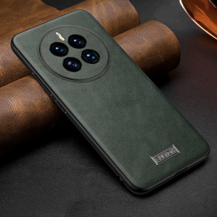 For Huawei Mate 50 SULADA Shockproof TPU + Handmade Leather Protective Phone Case(Green) by SULADA