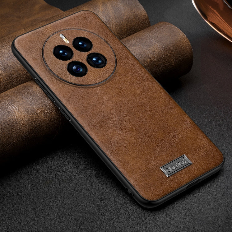 For Huawei Mate 50 SULADA Shockproof TPU + Handmade Leather Protective Phone Case(Brown) by SULADA