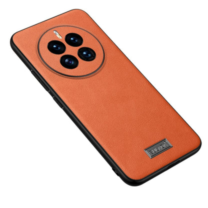 For Huawei Mate 50 SULADA Shockproof TPU + Handmade Leather Protective Phone Case(Orange) by SULADA