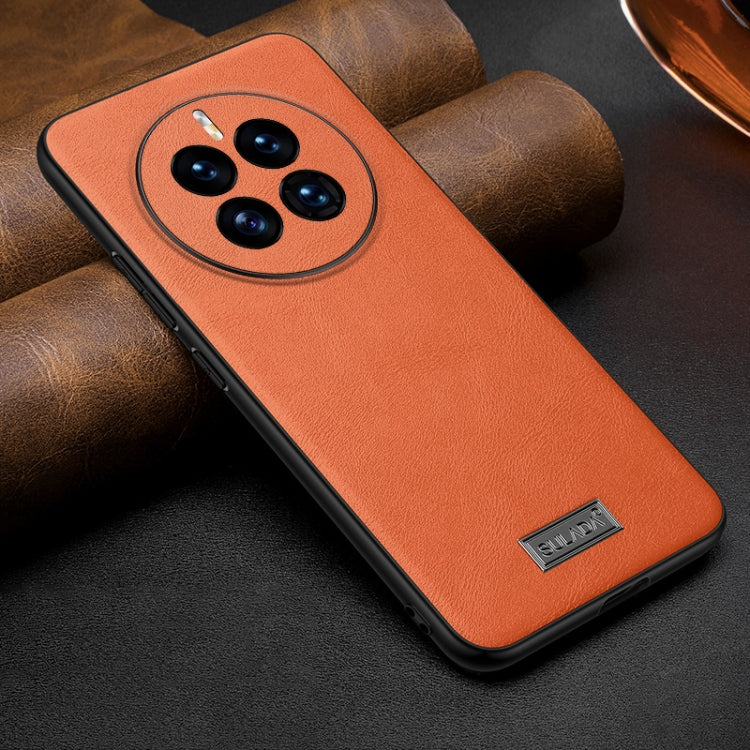 For Huawei Mate 50 SULADA Shockproof TPU + Handmade Leather Protective Phone Case(Orange) by SULADA