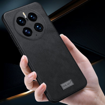 For Huawei Mate 50 SULADA Shockproof TPU + Handmade Leather Protective Phone Case(Brown) by SULADA